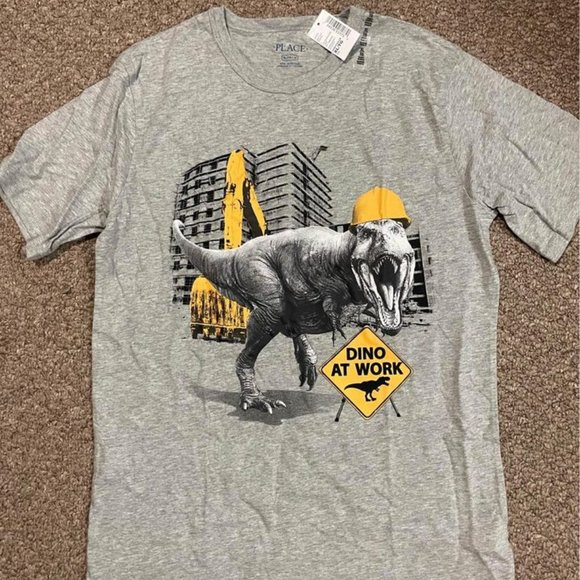 ⭐2 for 15⭐ Childrens Place Boys Dinosaur at work  shirt size xl - Picture 1 of 1